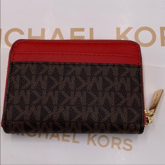 Michael Kors Jet Set Travel Medium ZA Card Case Wallet Flame - Picture 8 of 16